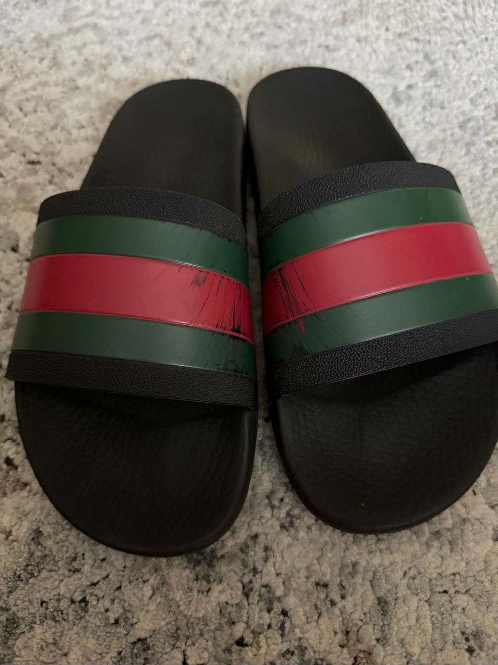 💯 Authentic Gucci Slide Sandals with Green and Red Stripes